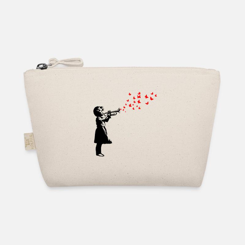 Fille et papillons avec trompette, style Banksy Trousse biologique