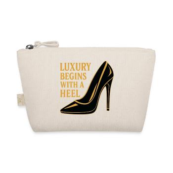 Luxury High Heel – Edles Gold Design Spruch - Bio-Täschchen - Natur - Vorne