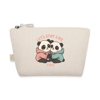 Cute Pandas in Hoodie: Kawaii Pastel Design - Organic Pouch - nature - Front