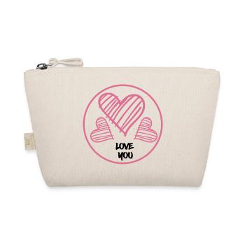 Hearts in Pink Love you Gift - Organic Pouch - nature - Front