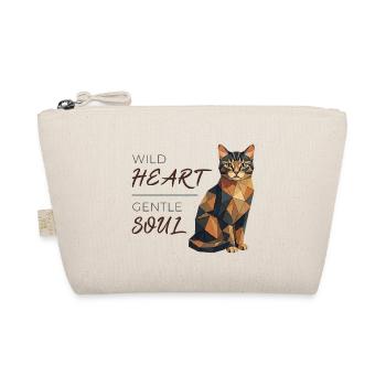Cat Design Low-Poly - Wild Heart, gentle soul - Organic Pouch - nature - Front