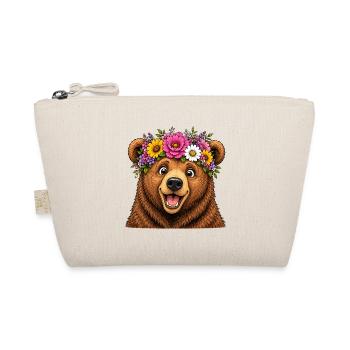 Bär mit Blumenschmuck  - Bio-Täschchen - Natur - Vorne