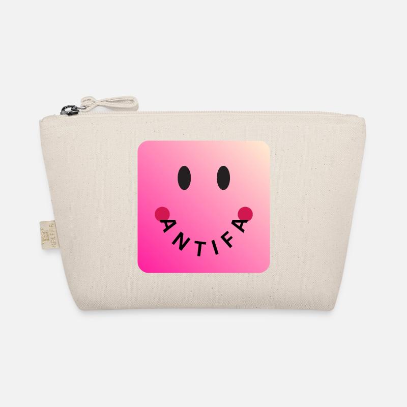 Friendly Antifa Pink | Gradient Smile Typo - Bio-Täschchen - Natur