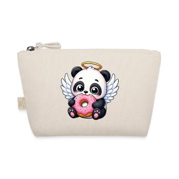 Süßer Panda Engel mit Flügeln und Donut Cartoon - Bio-Täschchen - Natur - Vorne