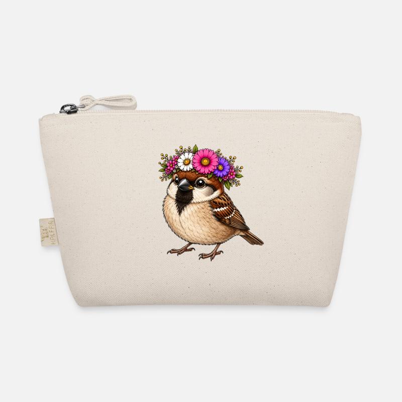 Bird with floral decoration Organic Pouch