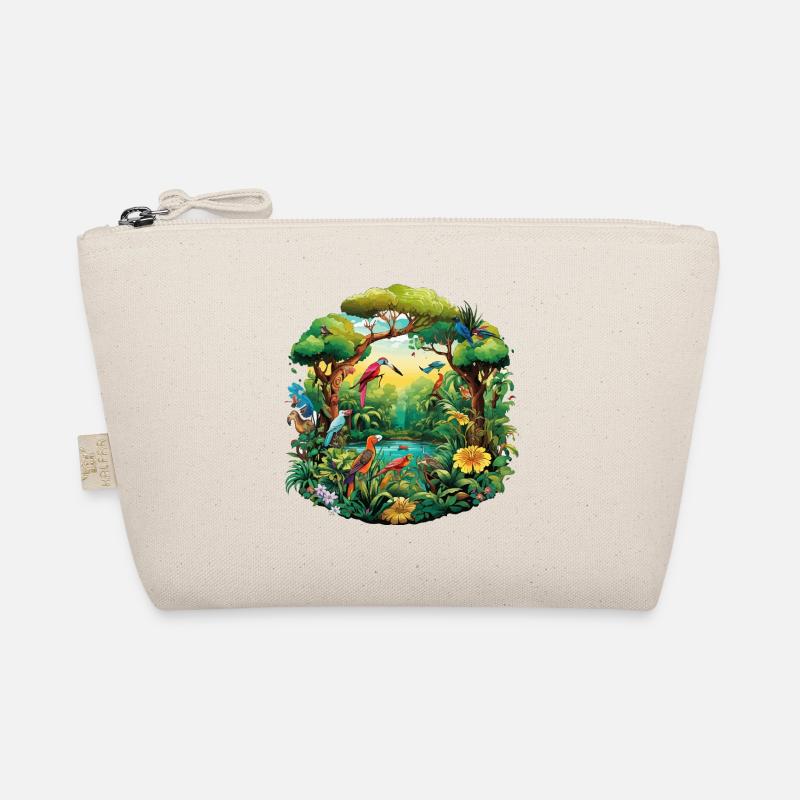 Vibrant Jungle Bird Parade Organic Pouch