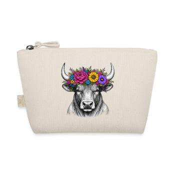 Floral Wreath Bull Head Illustration - Organic Pouch - nature - Front