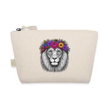 Lion head with flower wreath - Organic Pouch - nature - Front