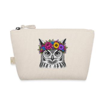 Owl head with flower crown - Organic Pouch - nature - Front