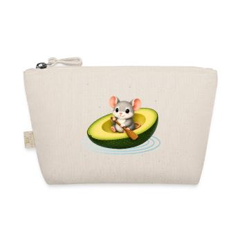 Süße Maus in Avocado Kawaii Tiermotiv - Bio-Täschchen - Natur - Vorne