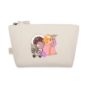 Kawaii Bear on Mobility Scooter & Sweets - Organic Pouch - nature - Front