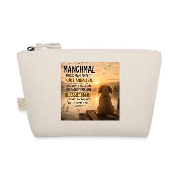 Manchmal kurz anhalten – Hund am See - Bio-Täschchen - Natur - Vorne