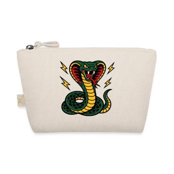Fierce Cobra with Tattoo Style Lightning Bolts - Organic Pouch - nature - Front