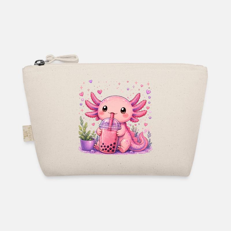Pink Axolot with Bubble Tea Organic Pouch