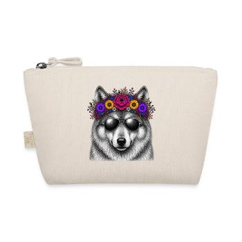 Wolf with flower wreath and sunglasses - Organic Pouch - nature - Front