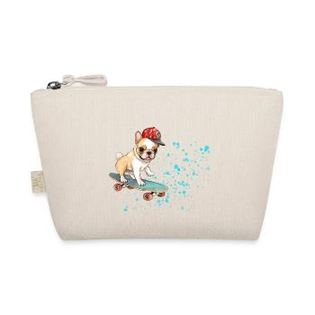 Skateboard Bulldog mit Cap - Bio-Täschchen - Natur - Vorne