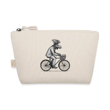 Cycling Moose in Suit - Organic Pouch - nature - Front