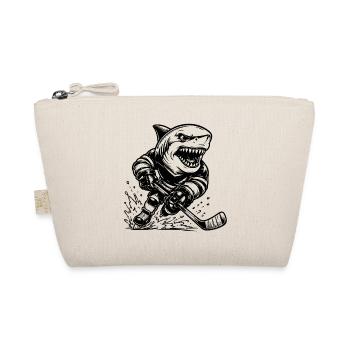 Eishockey Hai Spieler mit Puck als Ausmalbild - Organic Pouch - nature - Front
