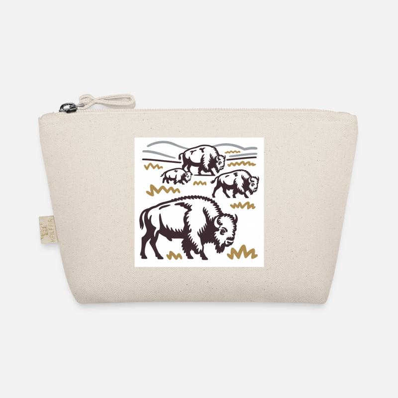 Herd of bison on the steppe Organic Pouch