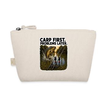 Carp First Problems Later Jumping Carp Design - Organic Pouch - nature - Front