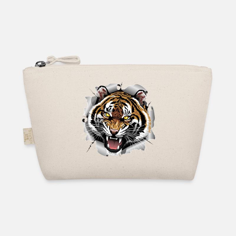 Tiger Brüllender Angriff - Bio-Täschchen - Natur
