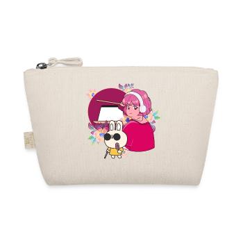 Manga Girl with Headphones and Blind Bunny - Organic Pouch - nature - Front