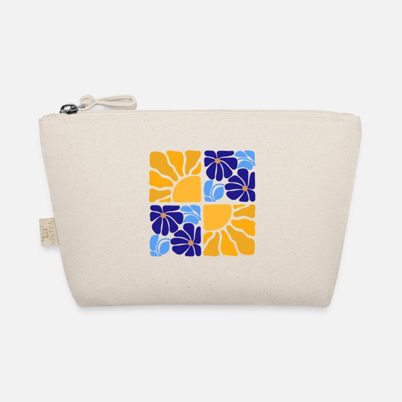 70s Retro Flowers & Sun Design Organic Pouch