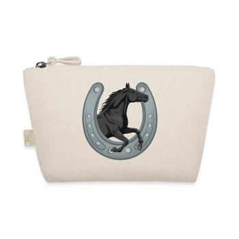 A galloping black Abaga horse that goes through a shoe - Organic Pouch - nature - Front