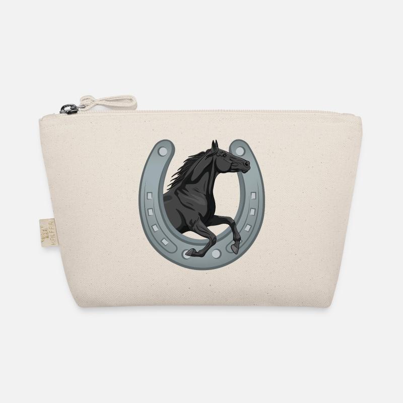 A galloping black Abaga horse that goes through a shoe Organic Pouch