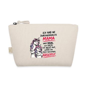 Durchgeknallte Mama Unicorn Spruch - Bio-Täschchen - Natur - Vorne