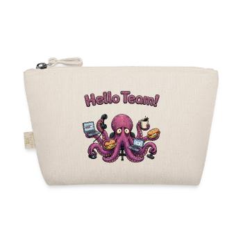Hello Team Funny Office Octopus Cartoon - Bio-Täschchen - Natur - Vorne