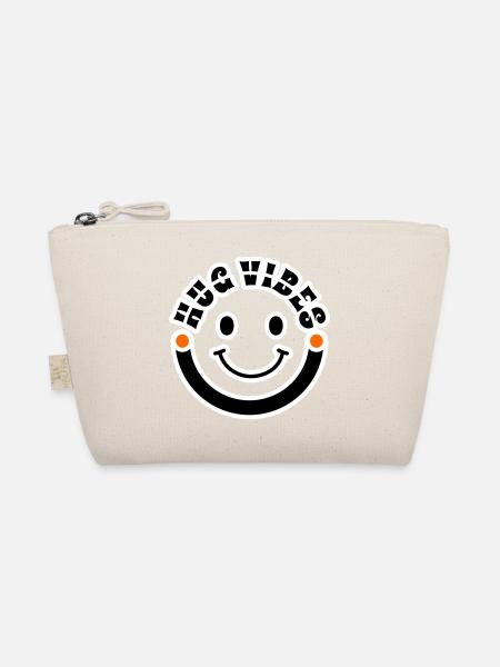 Minimalist Modern Hug Vibes Circle – Smile Curve - Organic Pouch - nature - Front