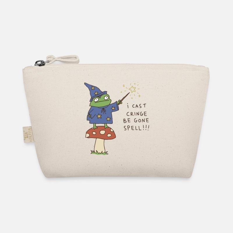I Cast Be Gone Spell Funny Frog Wizard - Organic Pouch - nature