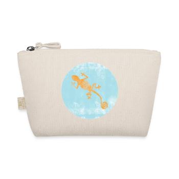 Orange Gecko on Blue Circle - Organic Pouch - nature - Front