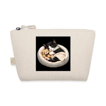 Le chaton dort avec son ours en peluche - Trousse biologique - nature - Devant