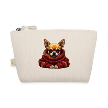 Chihuahua Winterkuschel mit Schal - Bio-Täschchen - Natur - Vorne