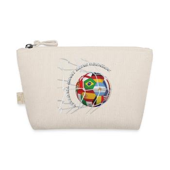 Football knows no boundaries – World ball in the goal net - Organic Pouch - nature - Front