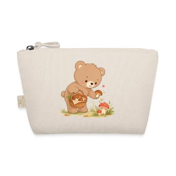 Cute bear picking mushrooms in the forest - Organic Pouch - nature - Front