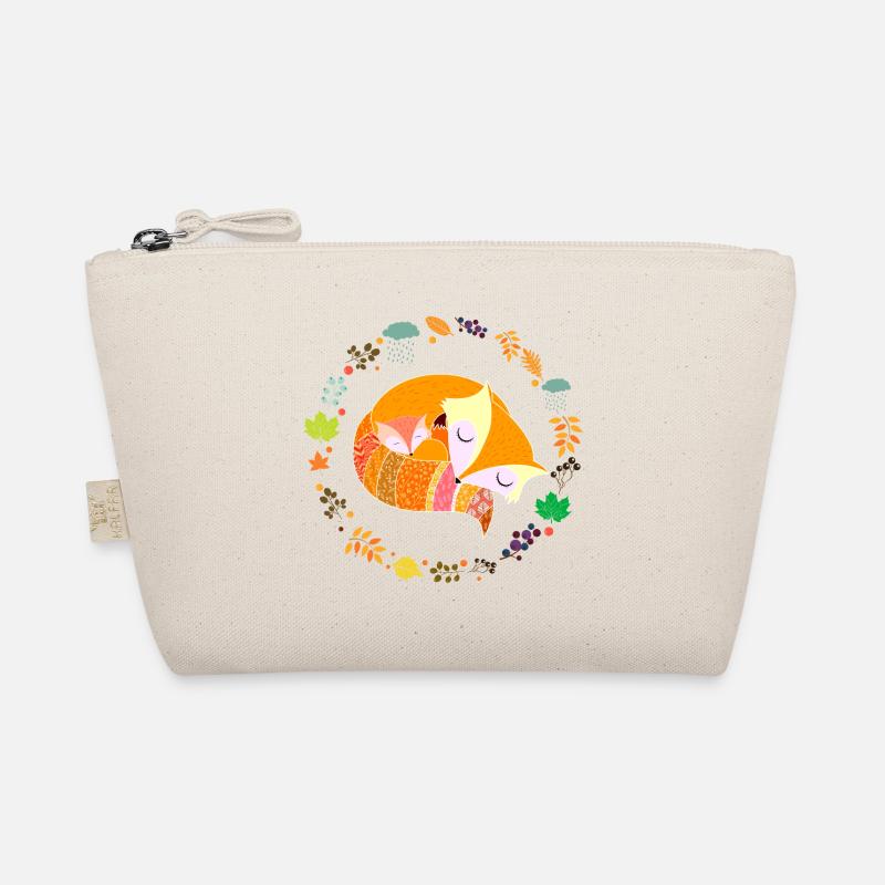 Cute Sleeping Foxes Autumn Wreath Organic Pouch