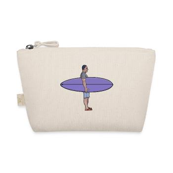 Minimalistischer Surfer mit lila Surfbrett Illustrati - Bio-Täschchen - Natur - Vorne