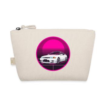 Retro JDM Drift Car Synthwave Pink Circle T-Shirt - Bio-Täschchen - Natur - Vorne