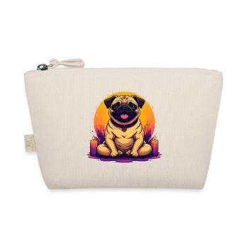 Pug Dog Candle Circle Illustration - Organic Pouch - nature - Front