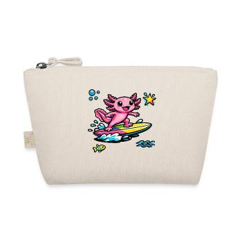Pink Axolotl Surfer auf buntem Surfbrett - Bio-Täschchen - Natur - Vorne