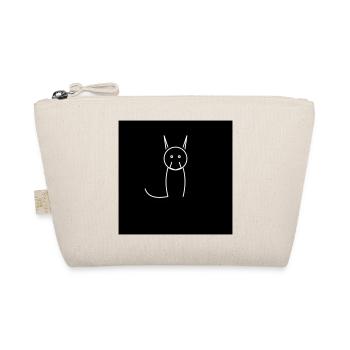 Minimalistische Katze auf Schwarz - Bio-Täschchen - Natur - Vorne