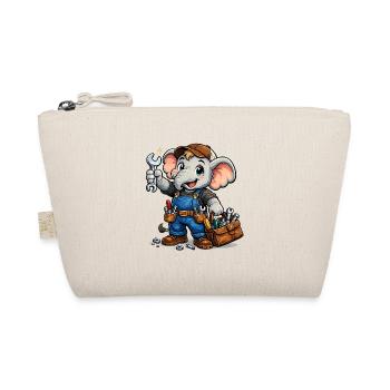 Elephant mechanic in blue overalls - Organic Pouch - nature - Front
