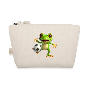 Kleiner Frosch spielt Fußball – Sportliches Comic - Bio-Täschchen - Natur - Vorne