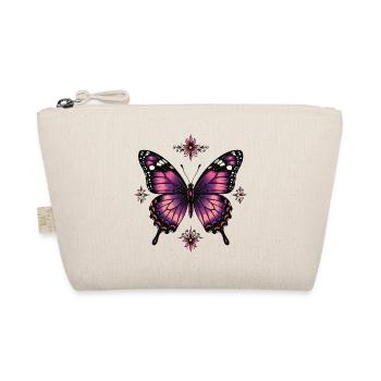 Schmetterling-Tattoo Purpur mit Blüten - Bio-Täschchen - Natur - Vorne