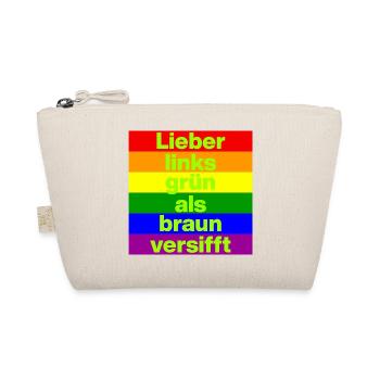 ICH BIN GERNE LINKS GRÜN VERSIFFT, NO NZS, FRIEDEN - Bio-Täschchen - Natur - Vorne