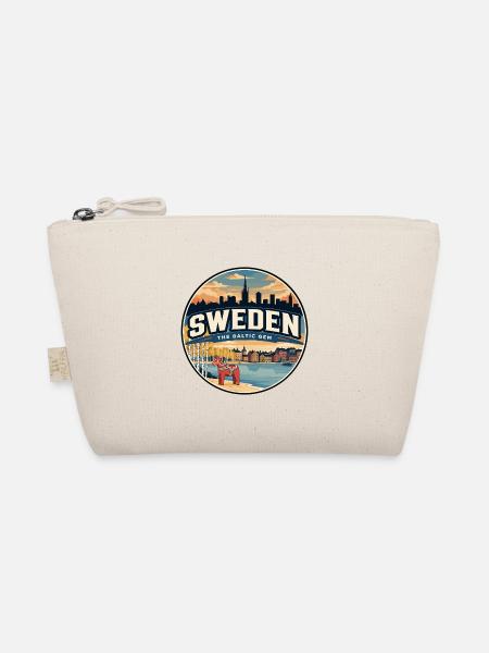 Retro Sweden Dala Pferde-Reiseabzeichen - Bio-Täschchen - Natur