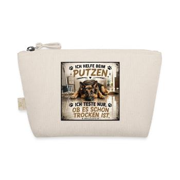 Hund beim Putzen Trockenprobe Shirt - Bio-Täschchen - Natur - Vorne